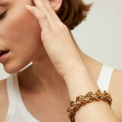 Gas Bijoux Maille rond entrecroise large size bracelet gold^Femme Bracelets|Bijoux Dorés