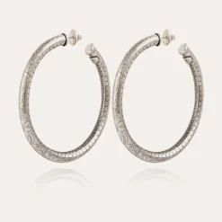 Gas Bijoux Maoro hoop earrings large size silver^Femme Boucles D'oreilles