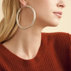 Gas Bijoux Maoro hoop earrings large size silver^Femme Boucles D'oreilles