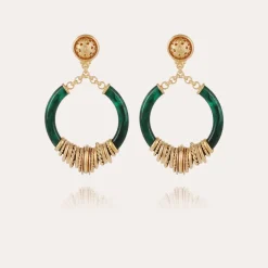 Gas Bijoux Mariza earrings small size acetate gold - Emerald^Femme Boucles D'oreilles