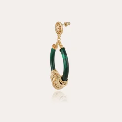 Gas Bijoux Mariza earrings small size acetate gold - Emerald^Femme Boucles D'oreilles