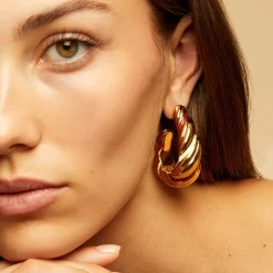 Gas Bijoux Meltem enamel earrings gold^Femme Boucles D'oreilles