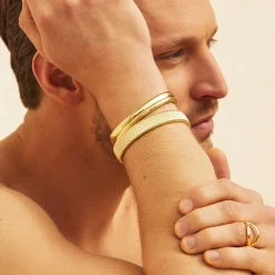 Gas Bijoux Milos cabochons bracelet large size gold^Homme Bracelets Homme|Joncs Homme