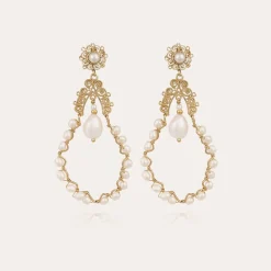 Gas Bijoux Nubia earrings gold - Withe Mother-of-pearl^Femme Boucles D'oreilles
