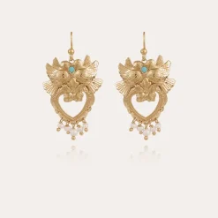 Gas Bijoux Oaxaca heart earrings gold - White Mother-of-pearl^Femme Boucles D'oreilles