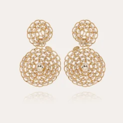 Gas Bijoux Onde Gourmette strass earrings small size gold^Femme Boucles D'oreilles