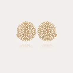 Gas Bijoux Onde Gourmette studs earrings large size gold^Femme Boucles D'oreilles|Bijoux Dorés