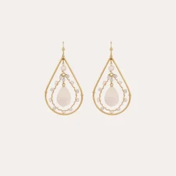 Gas Bijoux Orphee earrings mini gold - Withe Mother-of-pearl^Femme Boucles D'oreilles