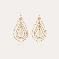 Gas Bijoux Orphee earrings small size gold - Withe Mother-of-pearl^Femme Boucles D'oreilles