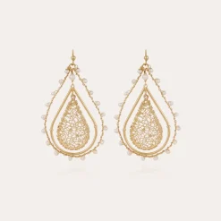 Gas Bijoux Orphia earrings gold - White Mother-of-pearl^Femme Boucles D'oreilles
