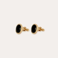 Gas Bijoux Ovo cufflinks gold - Black Basalt^Homme Accessoires Homme