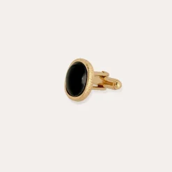Gas Bijoux Ovo cufflinks gold - Black Basalt^Homme Accessoires Homme