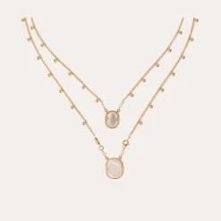 Gas Bijoux Ovo scapulaire necklace gold - White Mother-of-pearl^Femme Colliers