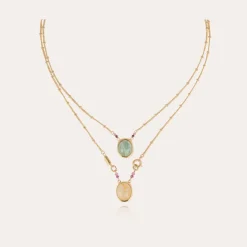 Gas Bijoux Ovo Serti Scapulaire necklace gold - & yellow Hematoide^Femme Colliers