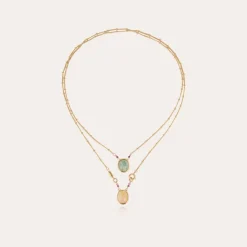 Gas Bijoux Ovo Serti Scapulaire necklace gold - & yellow Hematoide^Femme Colliers