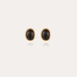 Gas Bijoux Ovo studs earrings gold - Black Basalt^Femme Boucles D'oreilles
