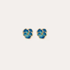 Gas Bijoux Pensee enamel earrings gold^Femme Boucles D'oreilles