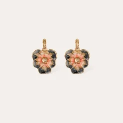 Gas Bijoux Pensee enamel earrings gold^Femme Boucles D'oreilles