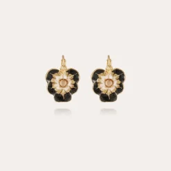 Gas Bijoux Pensee enamel earrings gold^Femme Boucles D'oreilles