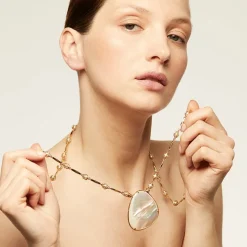 Gas Bijoux Perla Gipsea long necklace gold - White Mother-of-pearl^Femme Sautoirs