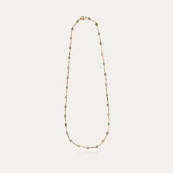 Gas Bijoux Perla Serti long necklace gold - Aventurine & Grey Agate^Femme Sautoirs