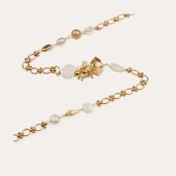 Gas Bijoux Pompom Bis long necklace gold - White Mother-of-pearl^Femme Sautoirs