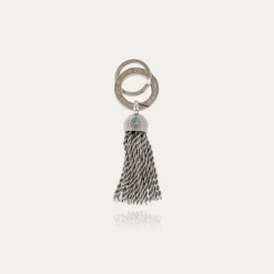 Gas Bijoux Pompon cabochon key ring silver^Homme Accessoires Homme|Broches & Porte-clefs