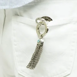 Gas Bijoux Pompon cabochon key ring silver^Homme Accessoires Homme|Broches & Porte-clefs