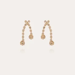 Gas Bijoux Riviera asymetric earrings small size gold - Zirconia^Femme Boucles D'oreilles