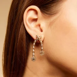 Gas Bijoux Riviera asymetric earrings small size gold - Zirconia^Femme Boucles D'oreilles