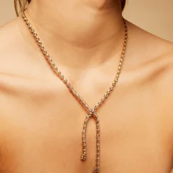 Gas Bijoux Riviera asymetric necklace gold - Zirconia^Femme Colliers