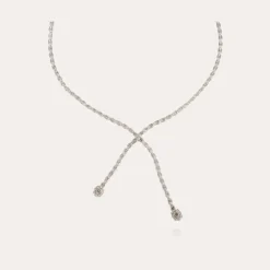 Gas Bijoux Riviera asymetric necklace rhodium finish - Zirconia^Femme Colliers