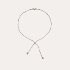 Gas Bijoux Riviera asymetric necklace rhodium finish - Zirconia^Femme Colliers