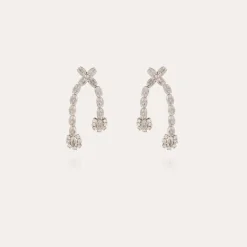 Gas Bijoux Riviera asymétrique earrings small size rhodium finish - Zirconia^Femme Boucles D'oreilles