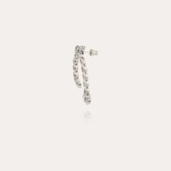 Gas Bijoux Riviera asymétrique earrings small size rhodium finish - Zirconia^Femme Boucles D'oreilles