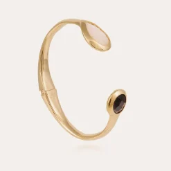 Gas Bijoux Saint Germain bracelet large size gold - Grey & White Mother-of-pearl^Femme Bracelets