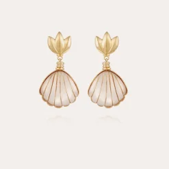 Gas Bijoux Sanibel earrings gold - White Mother-of-pearl^Femme Boucles D'oreilles
