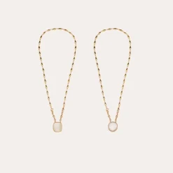 Gas Bijoux Scapulaire Serti necklace gold - White Mother-of-pearl & Crystal^Femme Colliers|Scapulaire & Billy Découvrir