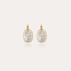 Gas Bijoux Scaramouche earrings gold - White Mother-of-pearl^Femme Boucles D'oreilles