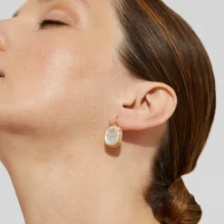 Gas Bijoux Scaramouche earrings gold - White Mother-of-pearl^Femme Boucles D'oreilles