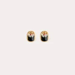 Gas Bijoux Scaramouche studs earrings enamel gold^Femme Boucles D'oreilles