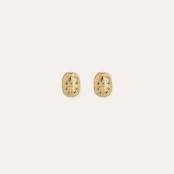 Gas Bijoux Scaramouche studs earrings gold - Emerald - Capsule The Precious^Femme Boucles D'oreilles|Boucles D'oreilles