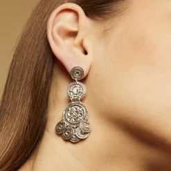 Gas Bijoux Sequin triple rows earrings silver^Femme Boucles D'oreilles|Bijoux Argentés