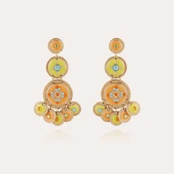 Gas Bijoux Sequin triple rows earrings gold^Femme Boucles D'oreilles