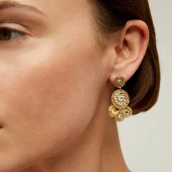 Gas Bijoux Sequin two rows earrings gold^Femme Boucles D'oreilles|Bijoux Dorés