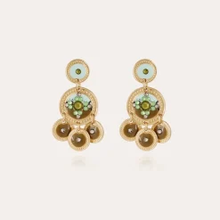 Gas Bijoux Sequin two rows earrings gold^Femme Boucles D'oreilles