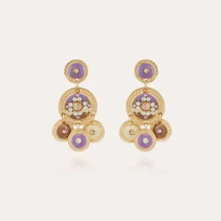 Gas Bijoux Sequin two rows earrings gold^Femme Boucles D'oreilles