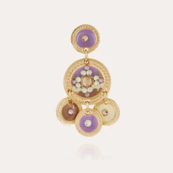 Gas Bijoux Sequin two rows earrings gold^Femme Boucles D'oreilles