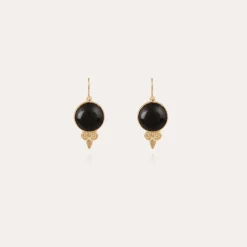 Gas Bijoux Serti earrings gold - Black Onyx^Femme Boucles D'oreilles