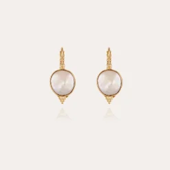 Gas Bijoux Serti mother-of-pearl earrings gold - White Mother-of-pearl^Femme Boucles D'oreilles